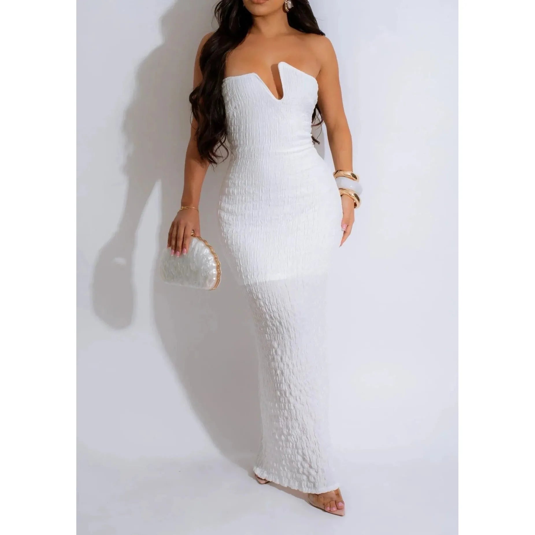 Regal Ascent Midi Dress WHITE